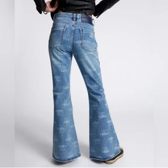 ONE TEASPOON - Marines Mid Waist Flared Denim Jeans - NEW - Picture 5 of 9